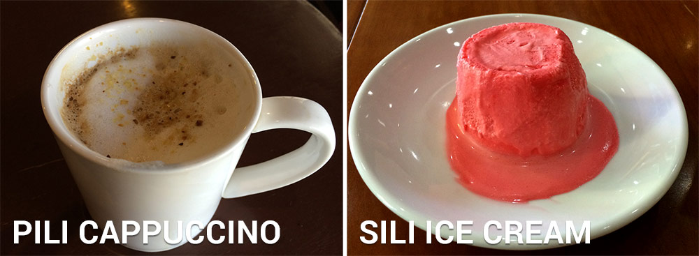 Pili cappucino and sili ice cream